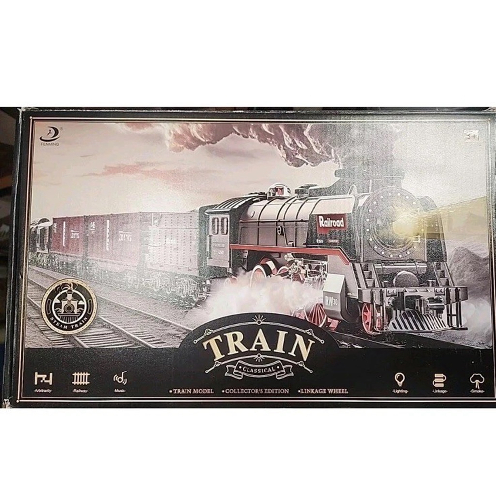 Remote Control Big Scale Steam Train Set with Sound & Light Freight Cars FENMING